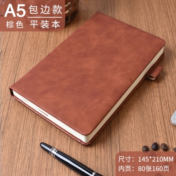 Elegant brown A5 faux leather notebook, perfect for corporate gifts and versatile daily use.