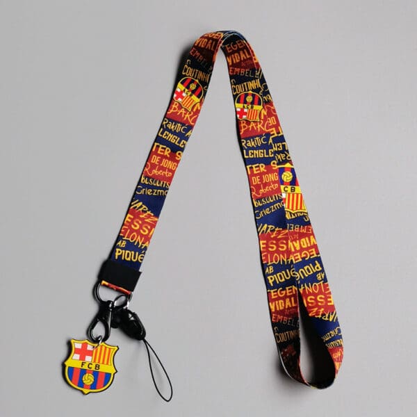 Vibrant football club lanyard with crest, perfect for corporate gifts and sports fans.