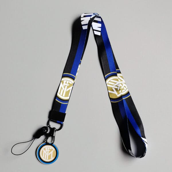 Stylish Inter Milan lanyard with iconic logo, perfect for fans and corporate gifts.