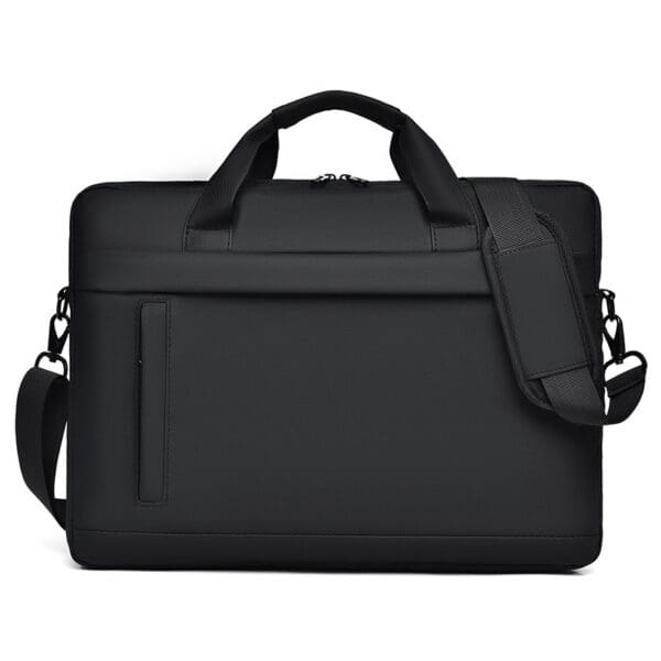 Stylish black laptop bag with padded handles, ideal for corporate gifting and daily use.
