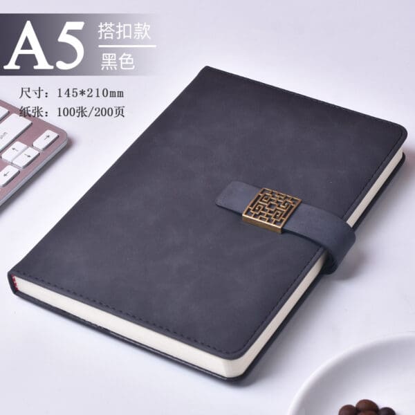 Elegant A5 notebook with luxurious clasp, perfect for corporate gifts and creative note-taking.