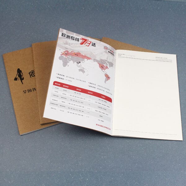 Travel brochure featuring a red and grey map, perfect for corporate gifts and business travelers.